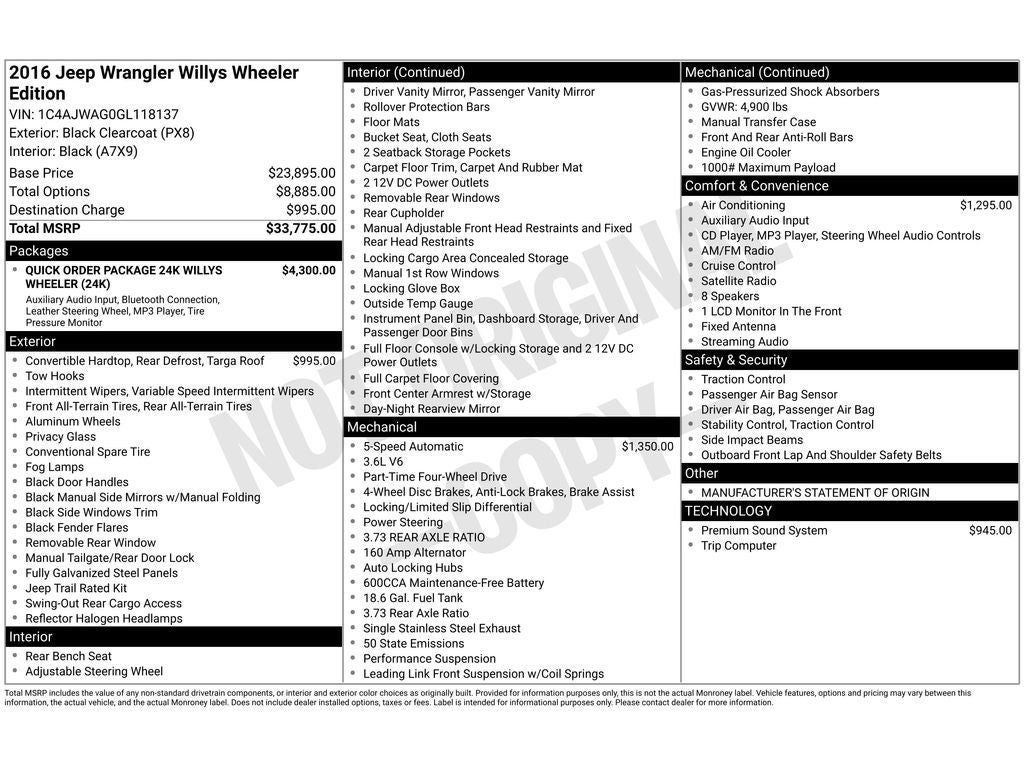 2016 Jeep Wrangler Willys Wheeler