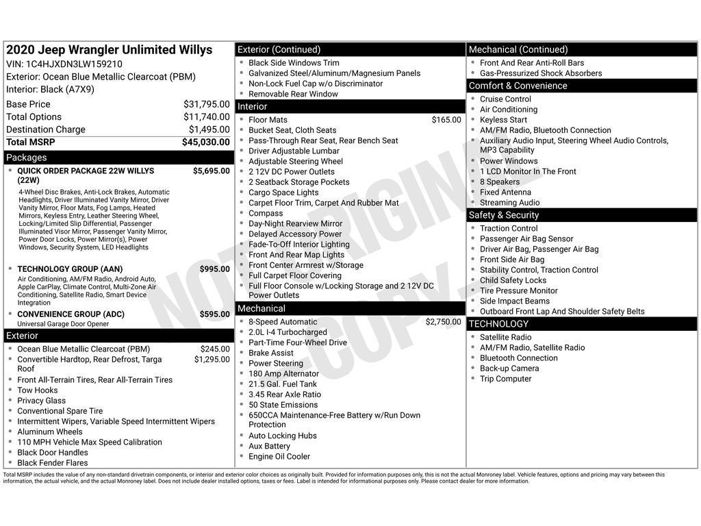 2020 Jeep Wrangler Unlimited Willys