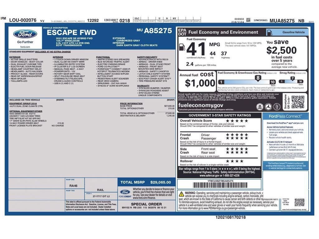 2021 Ford Escape Hybrid SE Hybrid