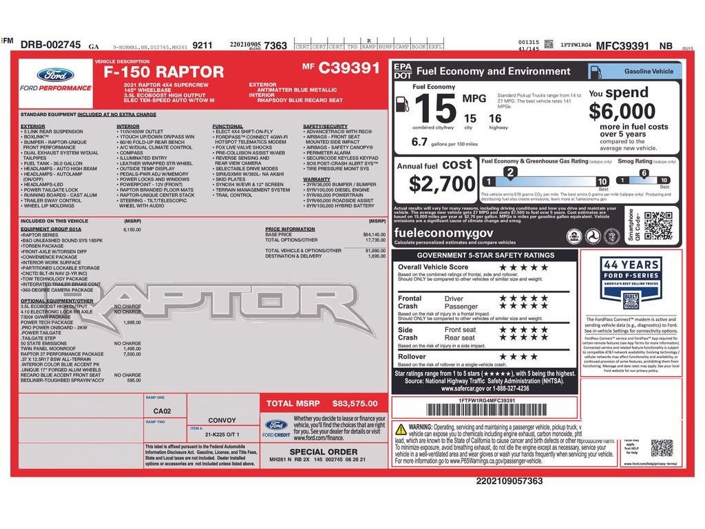 2021 Ford F-150 Raptor