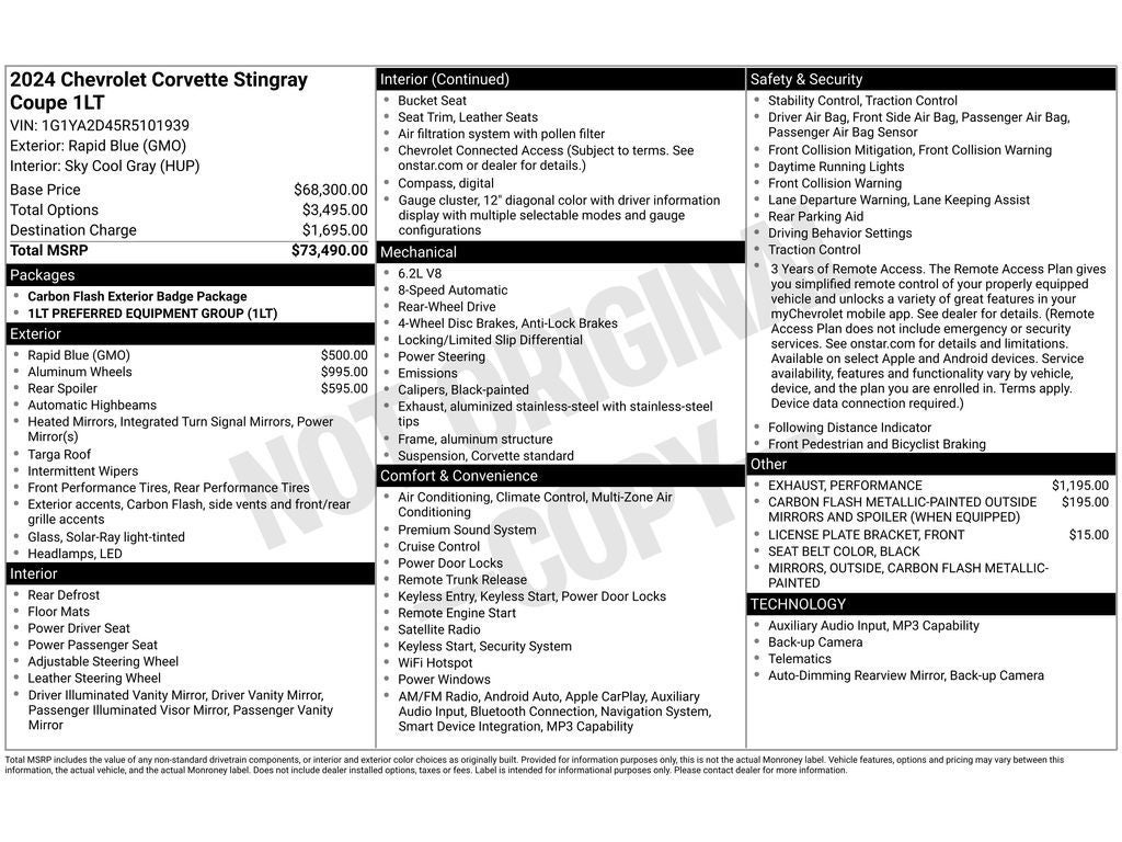 2024 Chevrolet Corvette Stingray 1LT