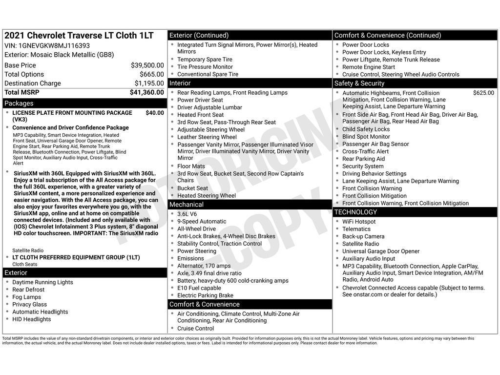 2021 Chevrolet Traverse LT Cloth