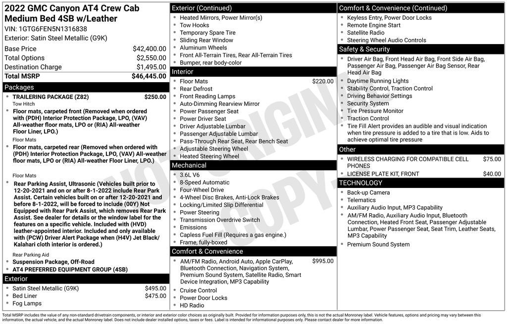 2022 GMC Canyon AT4 w/Leather