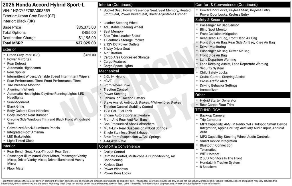 2025 Honda Accord Hybrid Sport-L