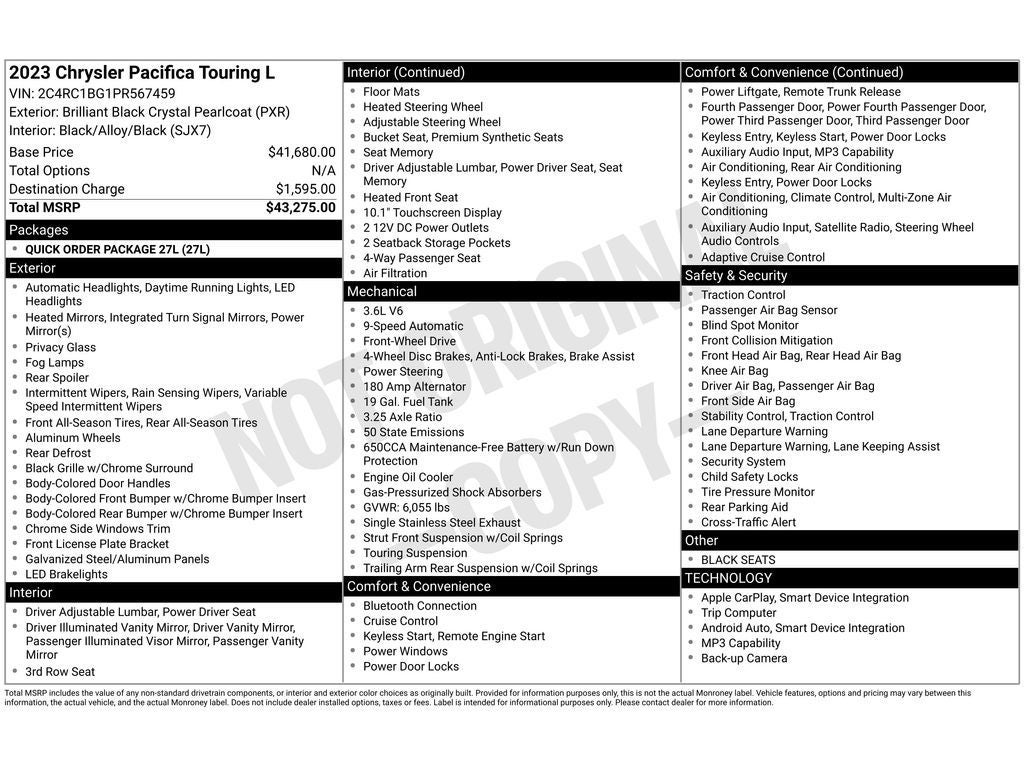 2023 Chrysler Pacifica Touring L