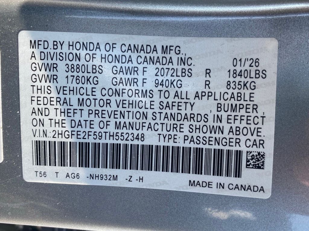 2026 Honda Civic Sport