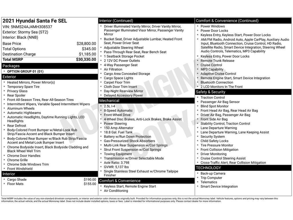 2021 Hyundai Santa Fe SEL