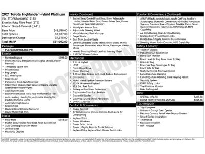 2021 Toyota Highlander Hybrid Hybrid Platinum