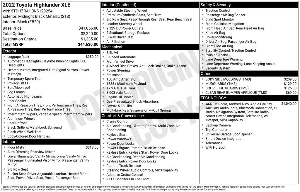 2022 Toyota Highlander XLE