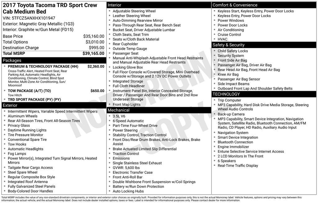 2017 Toyota Tacoma TRD Sport V6