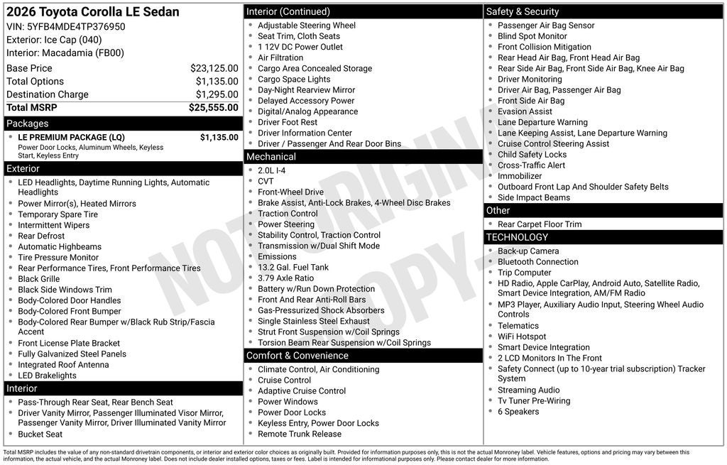 2026 Toyota Corolla LE