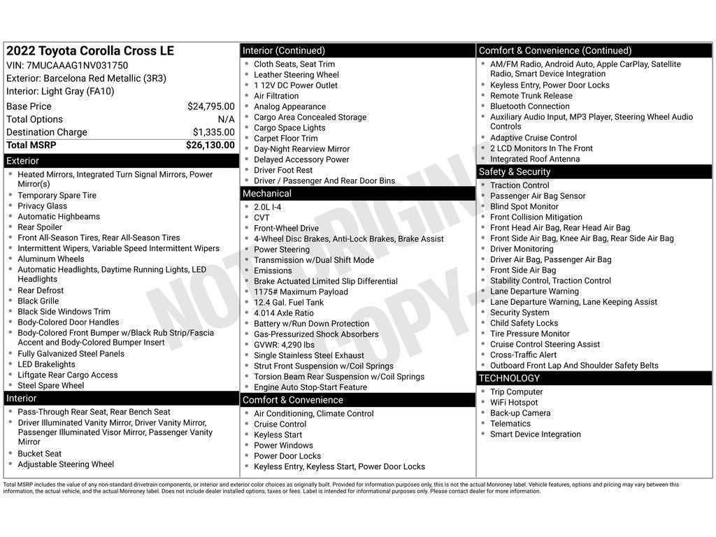 2022 Toyota Corolla Cross LE